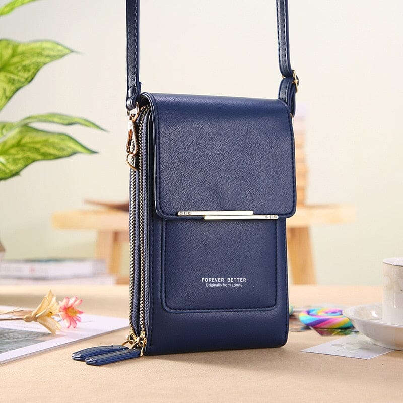 Bolsa de Couro Style 2 em 1 0 The Vin Importados Dark Blue 11x5x19CM CN