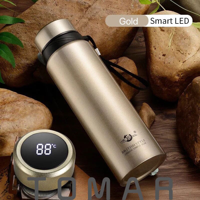 Large Capacity 304 Stainless Steel Vacuum Flask Thermal Bottle for Water,Coffee,With Optional LED, Portable and Ideal,Dropship 0 The Vin Importados Dourado - Smart LED 420ml 