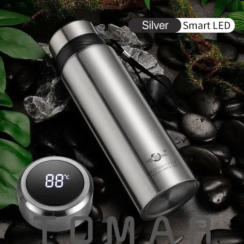 Large Capacity 304 Stainless Steel Vacuum Flask Thermal Bottle for Water,Coffee,With Optional LED, Portable and Ideal,Dropship 0 The Vin Importados Prata - Smart LED 420ml 