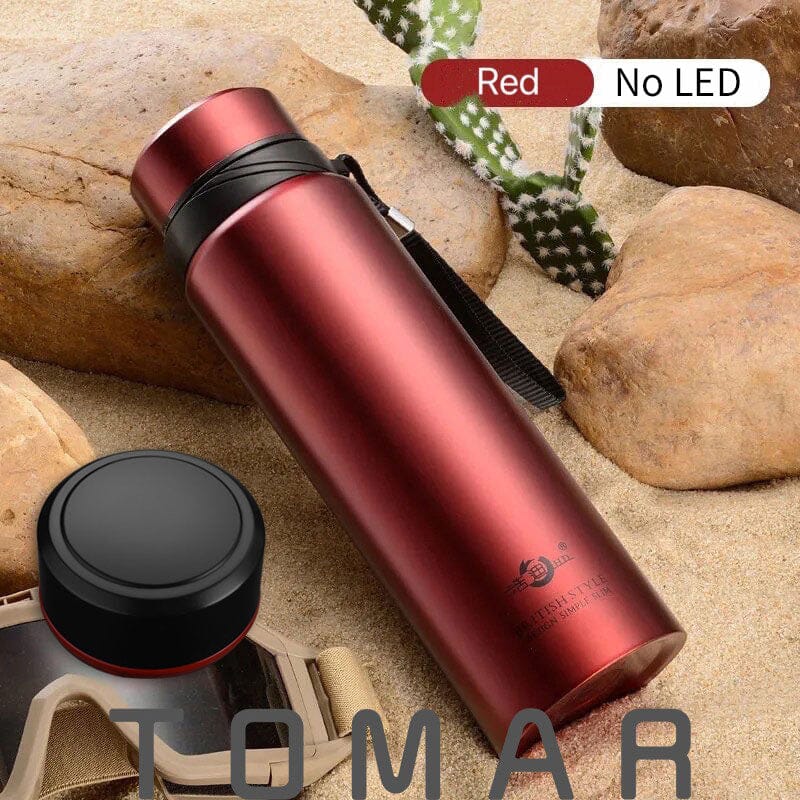 Large Capacity 304 Stainless Steel Vacuum Flask Thermal Bottle for Water,Coffee,With Optional LED, Portable and Ideal,Dropship 0 The Vin Importados Vermelho - Sem LED 420ml 