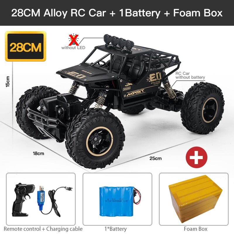 ZWN 1:12 / 1:16 4WD RC Car With Led Lights 2.4G Radio Remote Control Cars Buggy Off-Road Control Trucks Boys Toys for Children 0 The Vin Importados 28CM Black 1B Alloy 