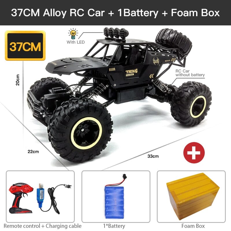 ZWN 1:12 / 1:16 4WD RC Car With Led Lights 2.4G Radio Remote Control Cars Buggy Off-Road Control Trucks Boys Toys for Children 0 The Vin Importados 37CM Black 1B Alloy 