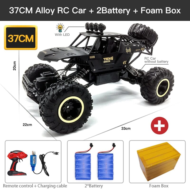 ZWN 1:12 / 1:16 4WD RC Car With Led Lights 2.4G Radio Remote Control Cars Buggy Off-Road Control Trucks Boys Toys for Children 0 The Vin Importados 37CM Black 2B Alloy 